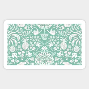 colorful orange tree and palm garden damask on mint | repeat pattern Sticker